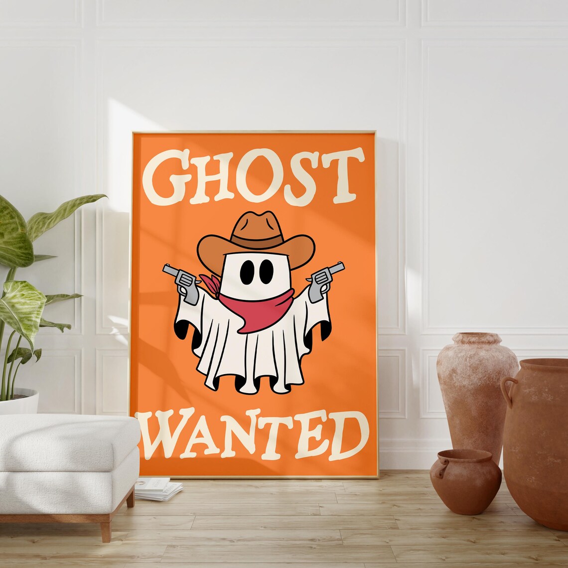 Ghost Wanted Minimalist Halloween Wall Art Print - Image 4
