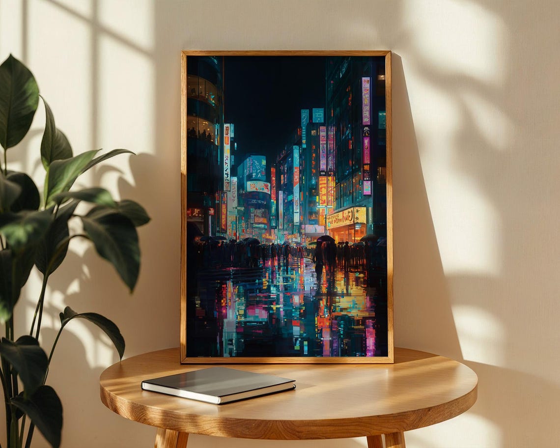 Tokyo Streets Poster Japan City Wall Art Travel Print Urban Street Scene Illustration Japanese Cityscape Decor Lover Gift