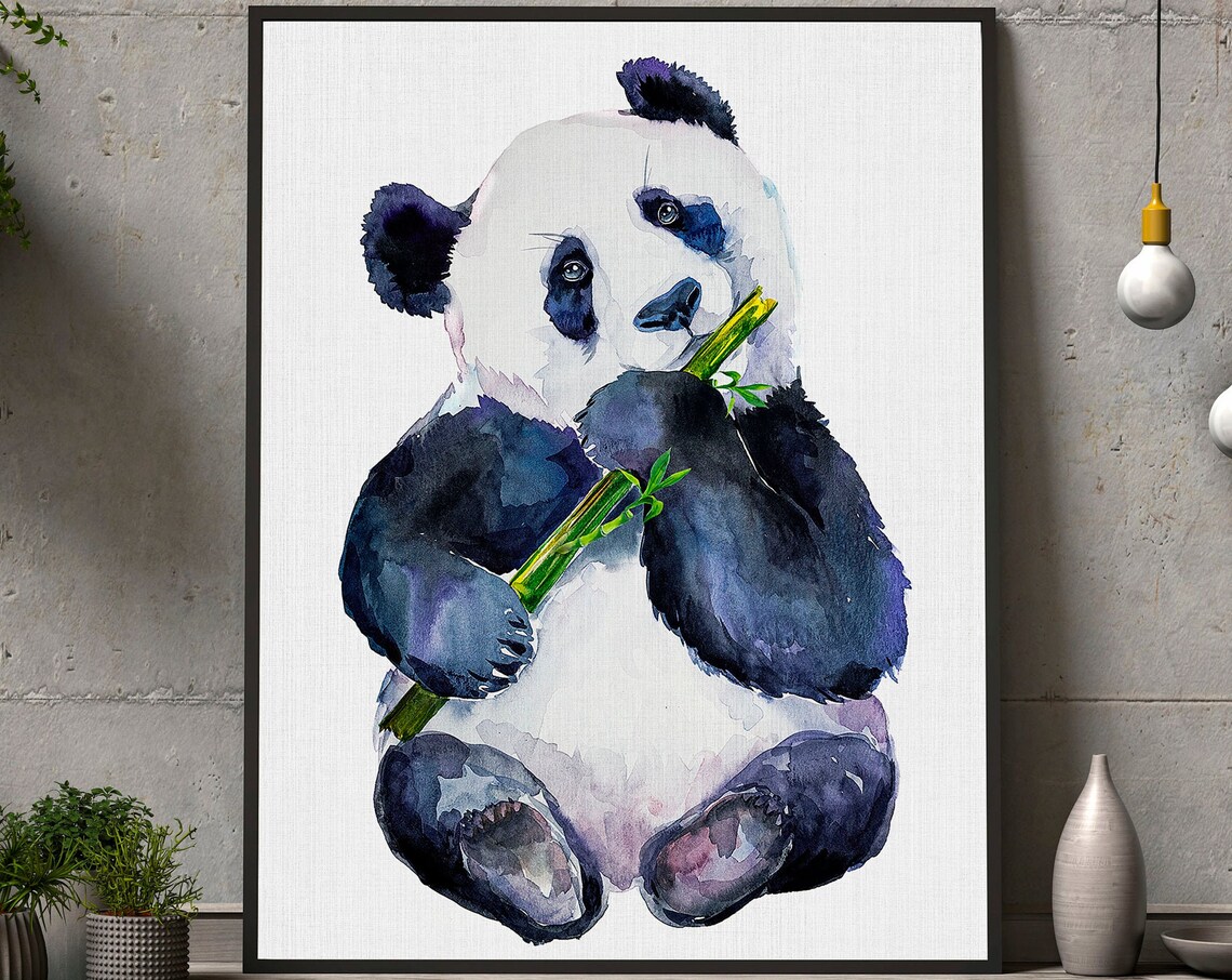 Panda Watercolor Animal Portrait Art Print