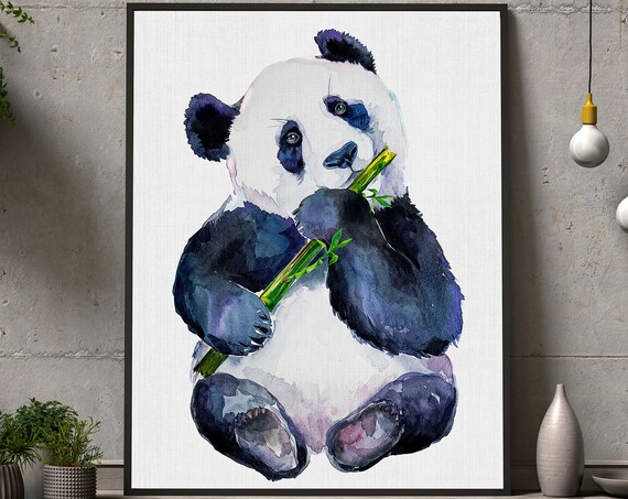 Panda Watercolor Animal Portrait Art Print