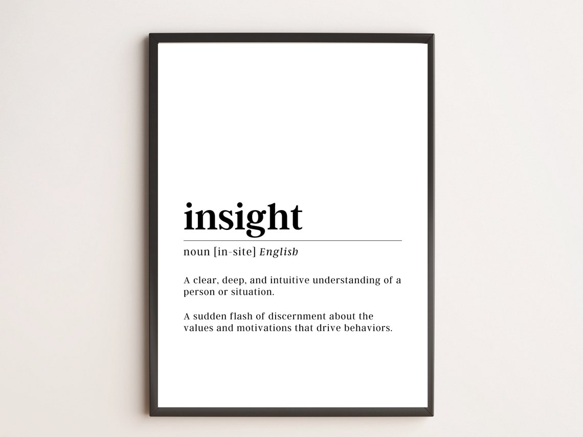 Insight Word Definition Dictionary Typography Minimalist Wall Art