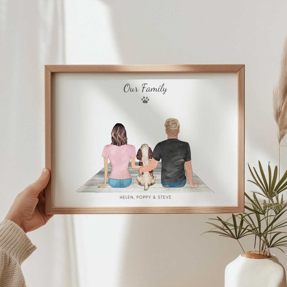 Couple And Dog Print Family Dog Portrait Mothers Day Gift From The Dog Dog Mum Birthday Gifts Personalised Christmas Gifts For Dog Owner