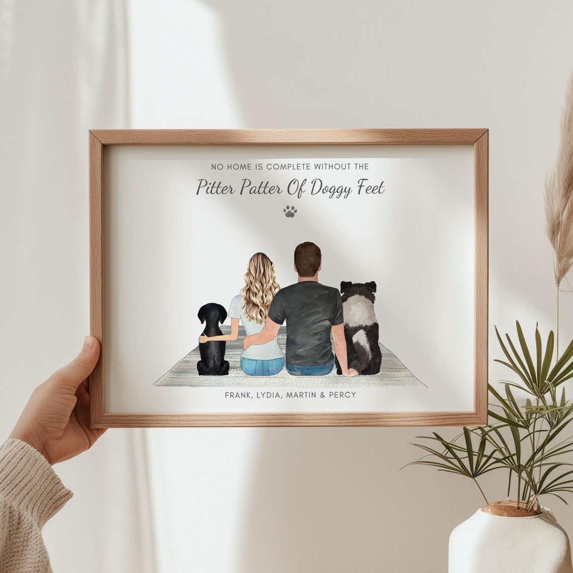 Personalised Pet Owner Gift Gifts For New Dogs Owners Couple And Pet Print Dog And Owner Gift Family Pet Portrait Dog Portrait