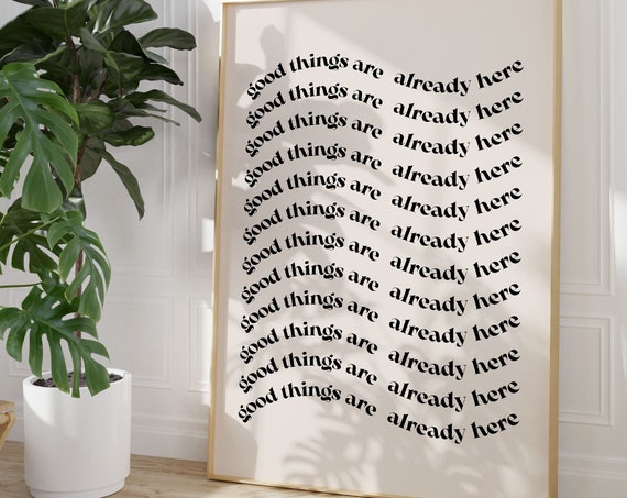 Manifest Wall Art Good Things Are Here Retro Print Affirmation Wall Art Manifest Poster Law Of Attraction Print