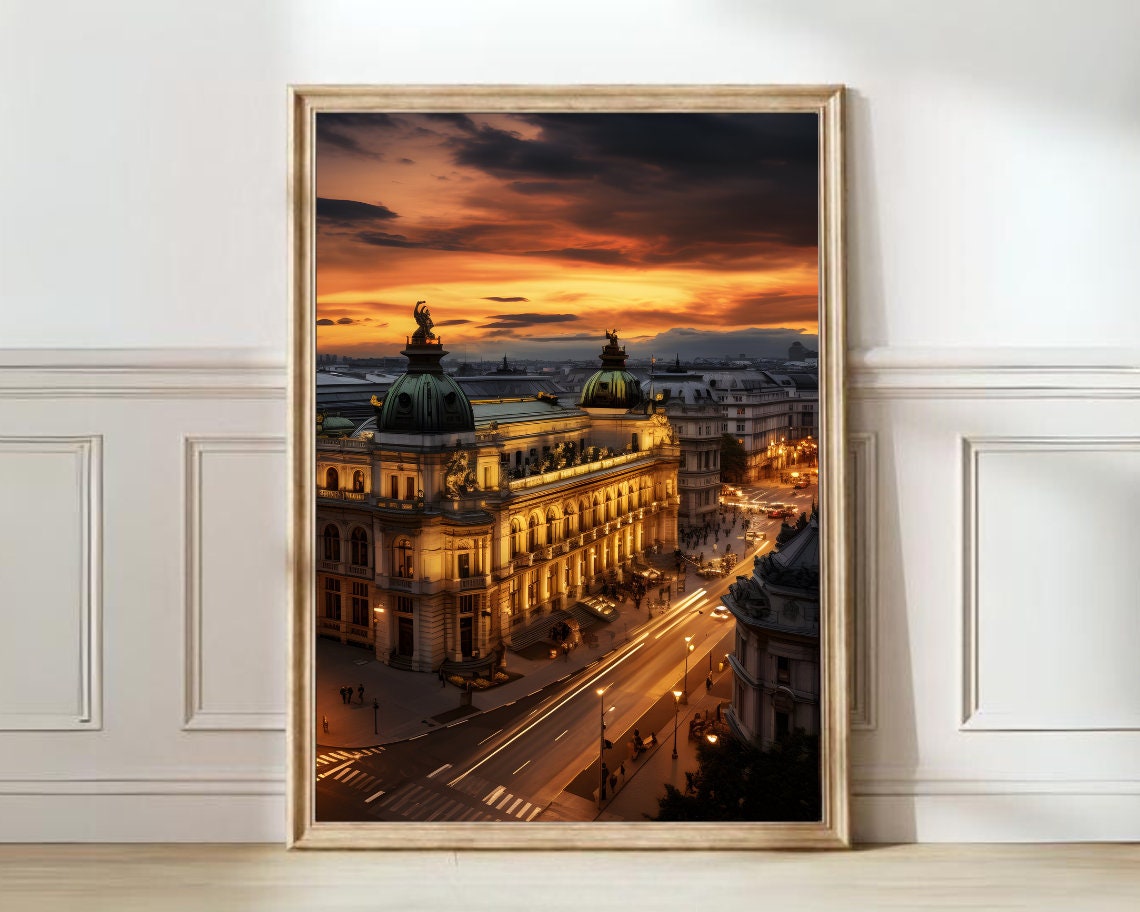 Vienna Grand Opera House At Sunset Dramatic Skyline View Poster