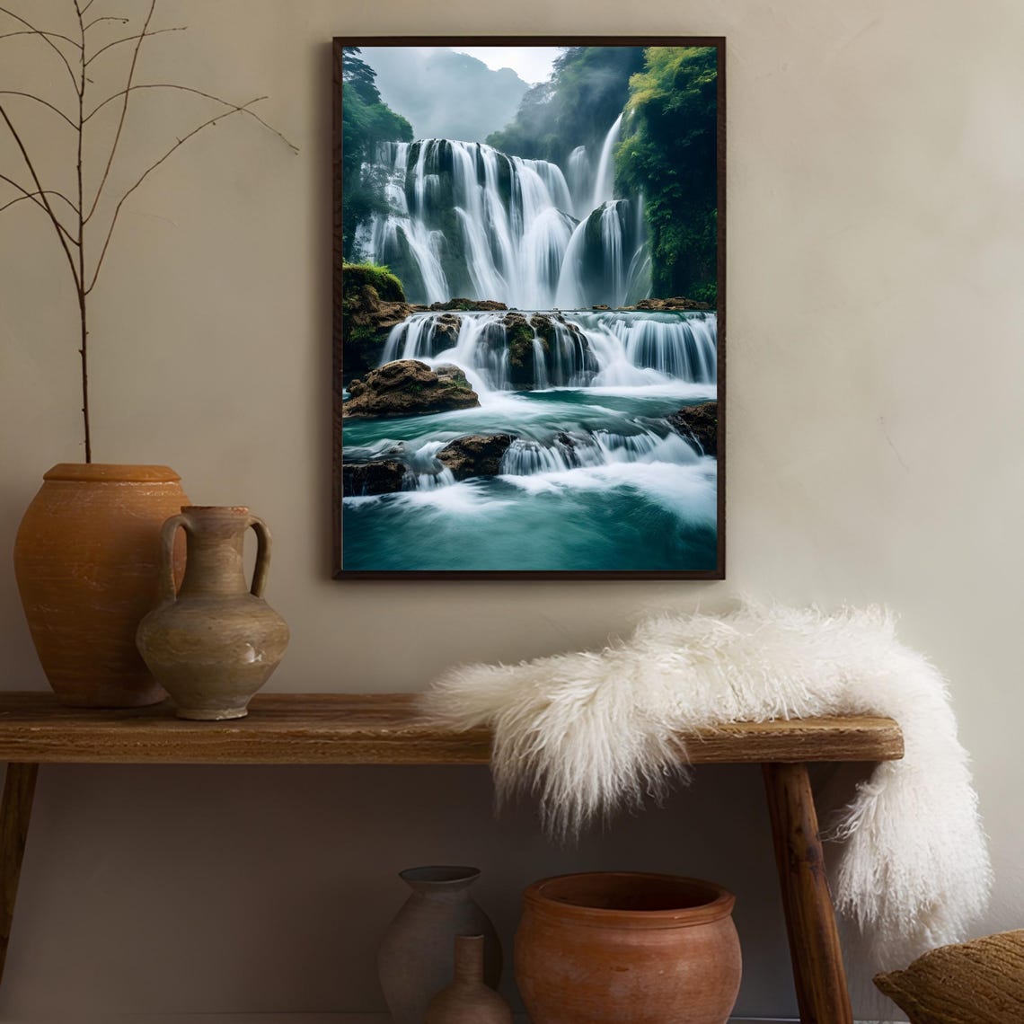 Vietnam Jungle Waterfall Tiered Cascade Nature Photography Poster - Image 3