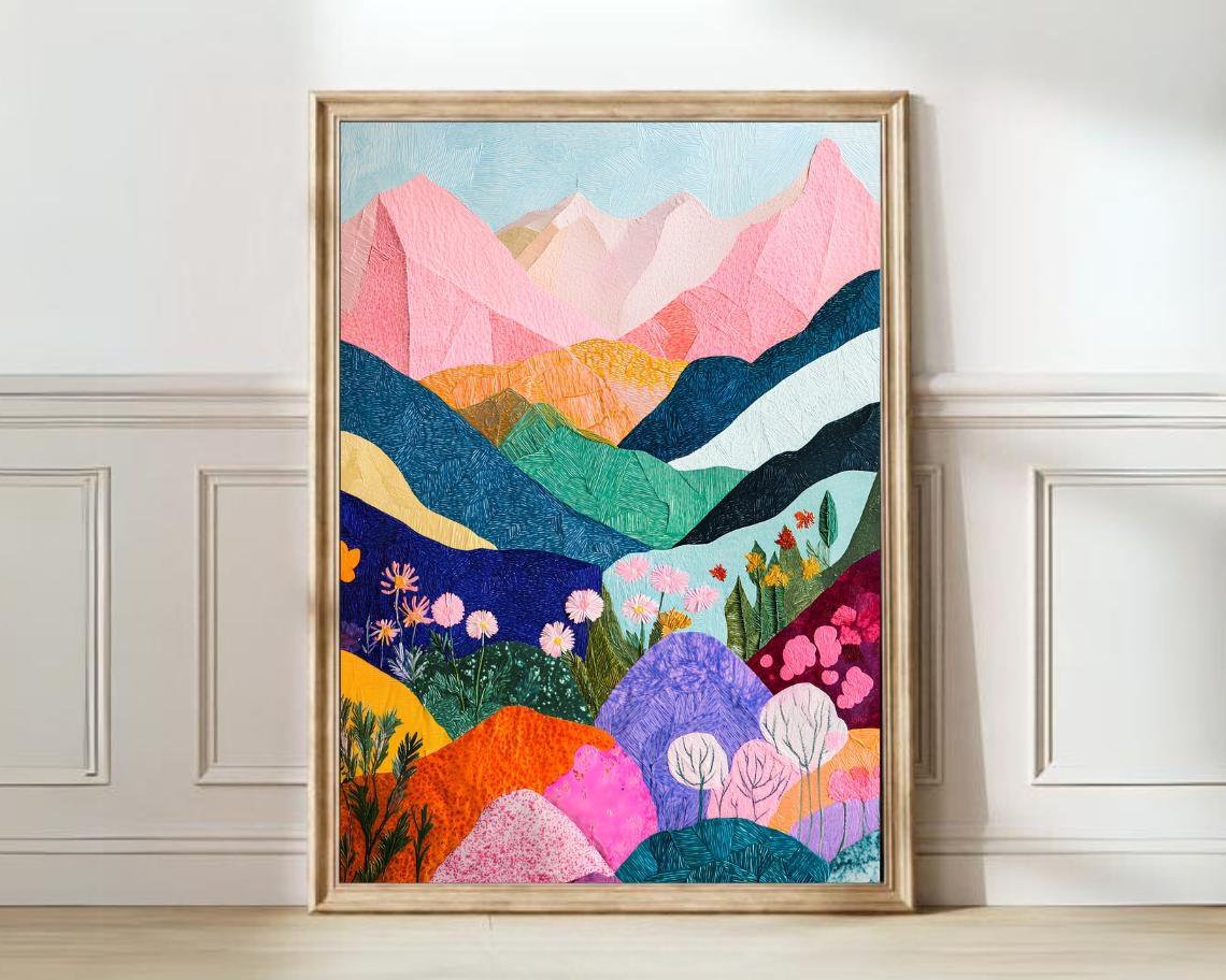 Colorful Mountains Pastel Abstract Nature Art Print