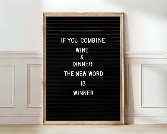 Letterboard Print Wine Print Funny Kitchen Print Cafe Print Coffee Print Funny Bar Print Funny Housewarming Gift Combine Wine Dinner Winner