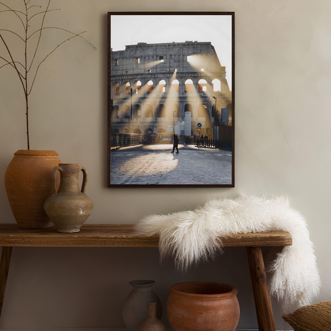 Rome Colosseum Morning Sunbeams Italy Travel Landmark Poster - Image 2