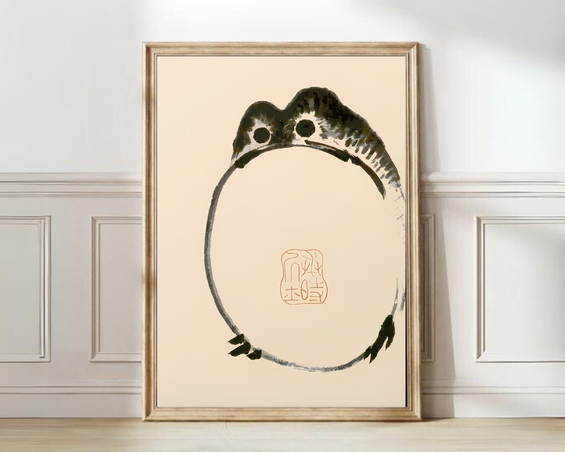 Matsumoto Hoji Frog Japanese Ink Painting Funny Animal Poster