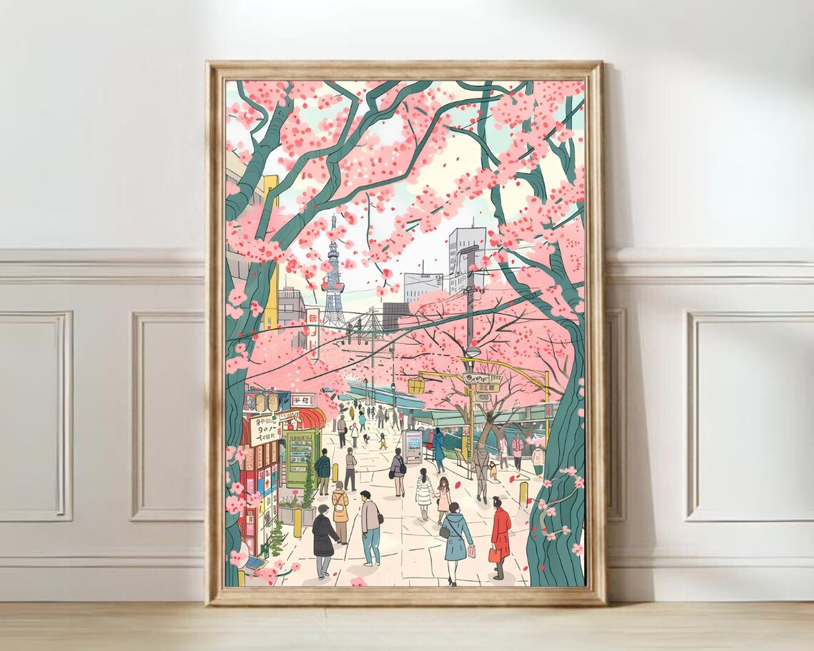 Tokyo Illustration Japan Travel Poster, Japan Wall Art