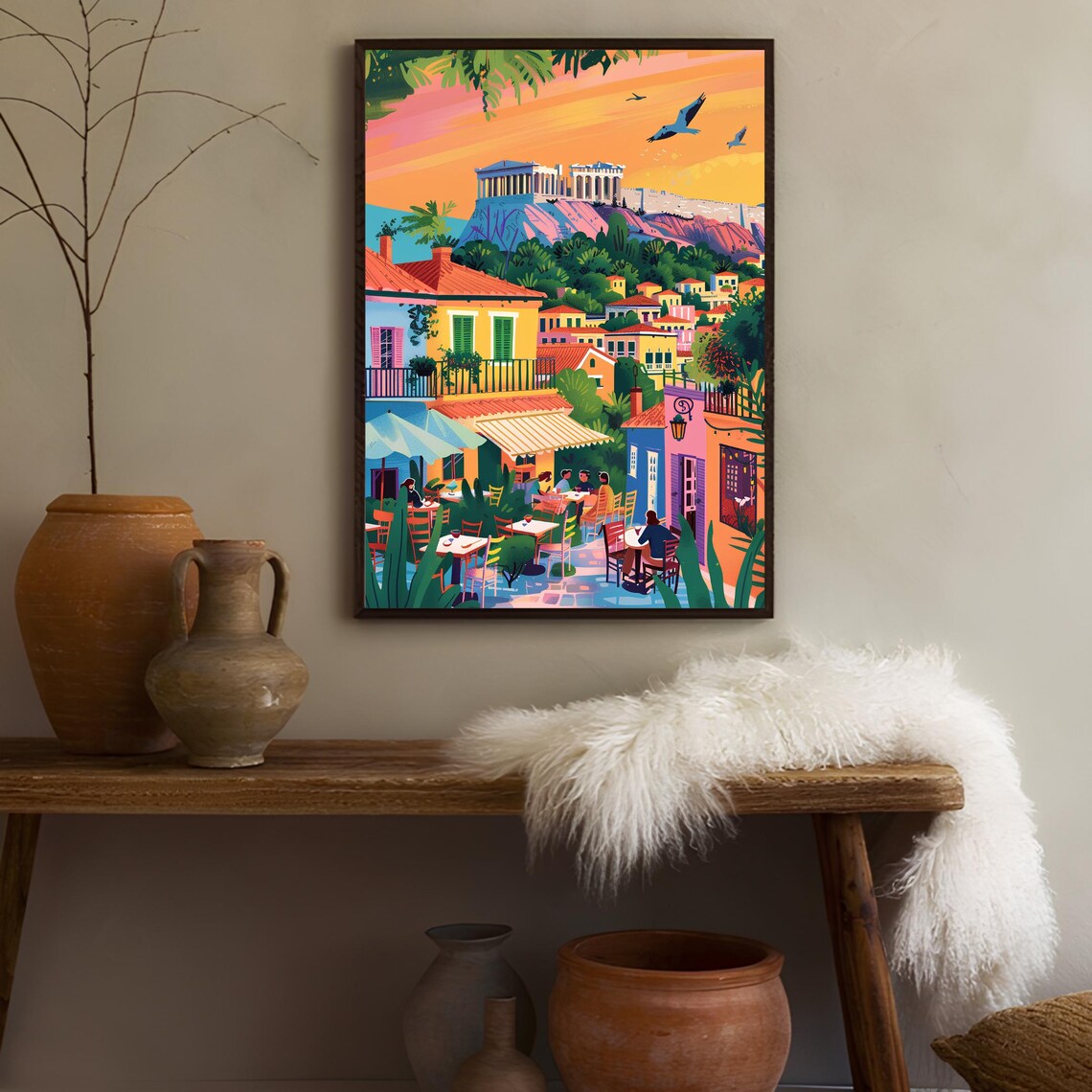 Athens Illustration Greece Travel Poster, Acropolis Print - Image 2