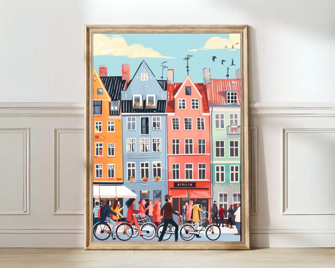 Copenhagen Illustration Travel Poster, Nursery Print