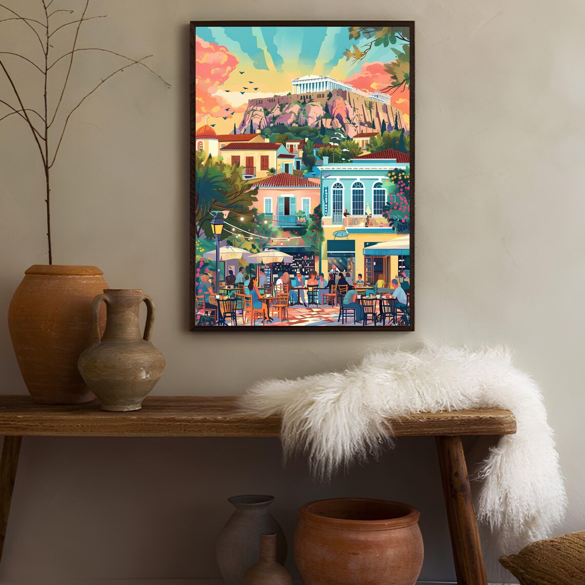 Athens Illustration Greece Travel Poster, Acropolis - Image 2