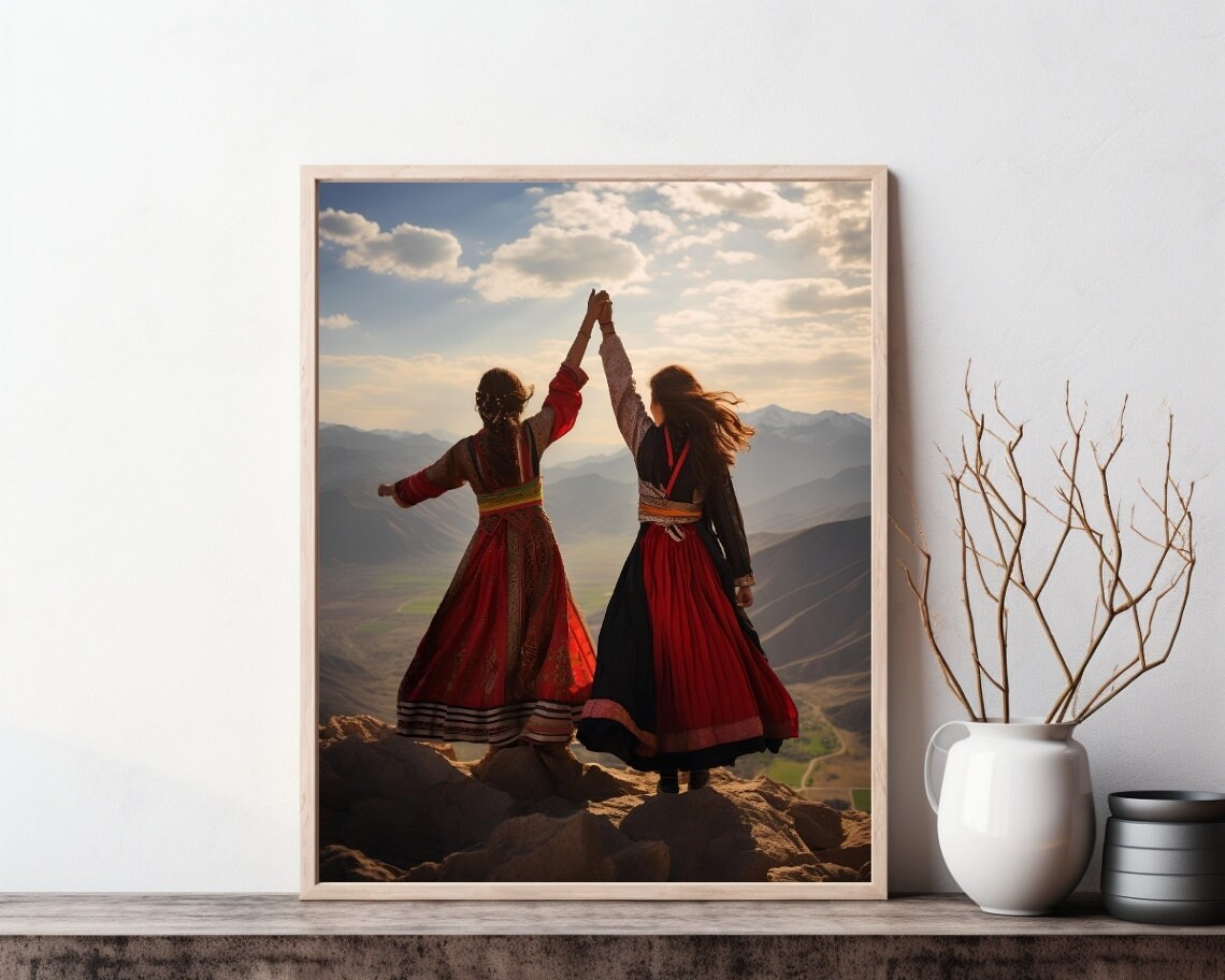 Afghanistan Kabul Travel Poster, Afghan Dress Girl
