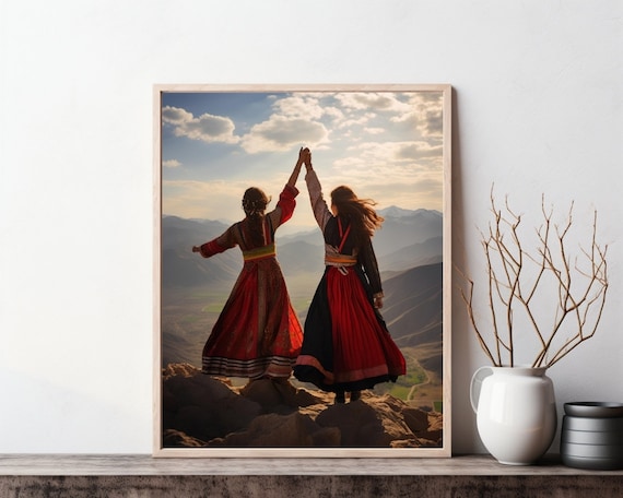 Afghanistan Kabul Travel Poster, Afghan Dress Girl