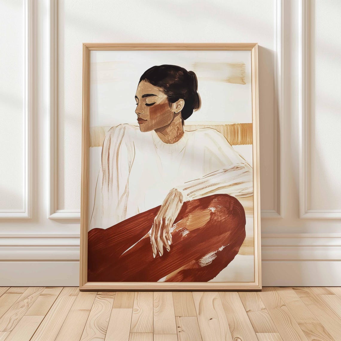 Calm Terracotta Woman Profile Minimalist Earthy Modern Art Print