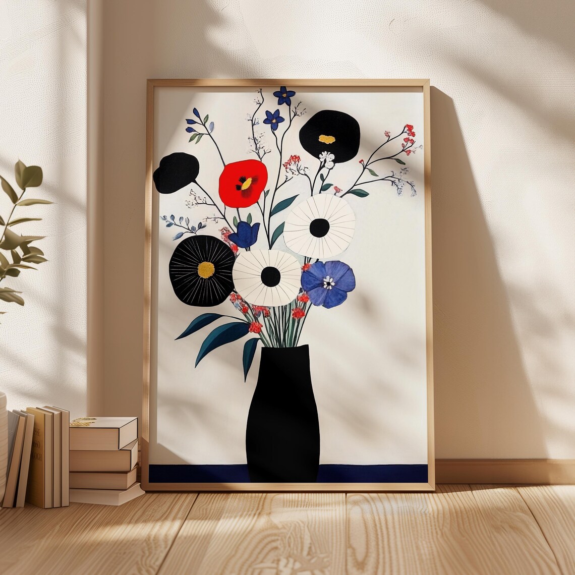 Bold Modern Floral Bouquet, Contemporary Botanical Art