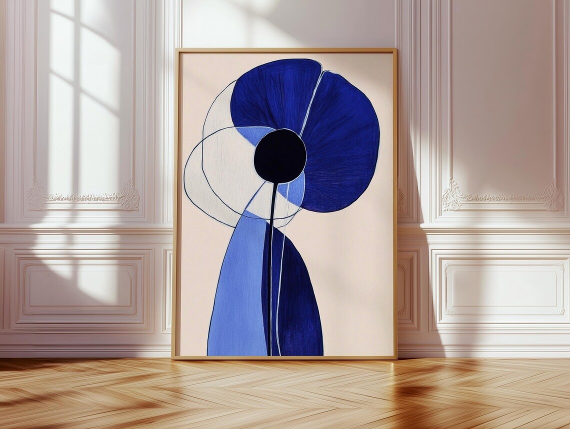 Minimalist Indigo Bloom Abstract Floral Art Print