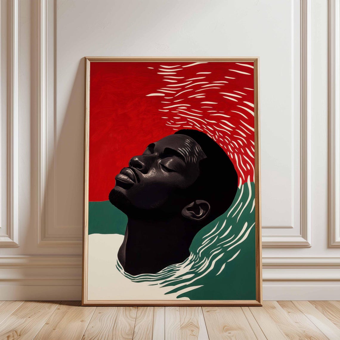 Bold Black Man Portrait Red Green Maximalist Statement Art Poster
