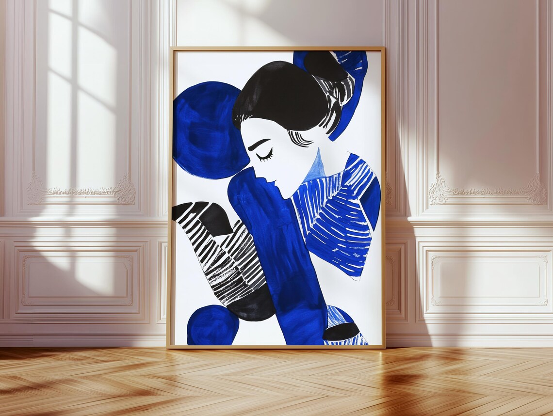 Serene Portrait Abstract Minimalist Woman, Elegant Art