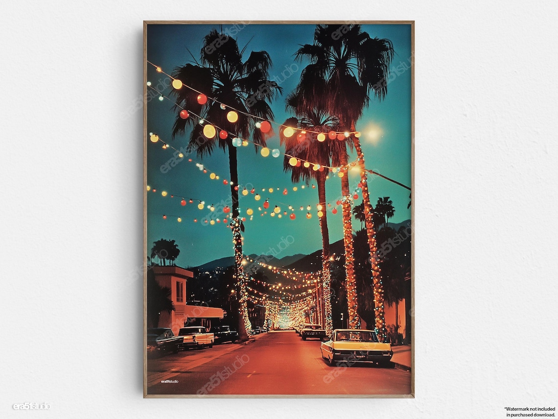 Palm Springs Holiday Street, Mid-Century Modern Art Print