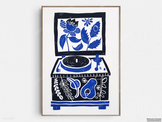 Colorful Turntable Mid-Century Modern Art Print