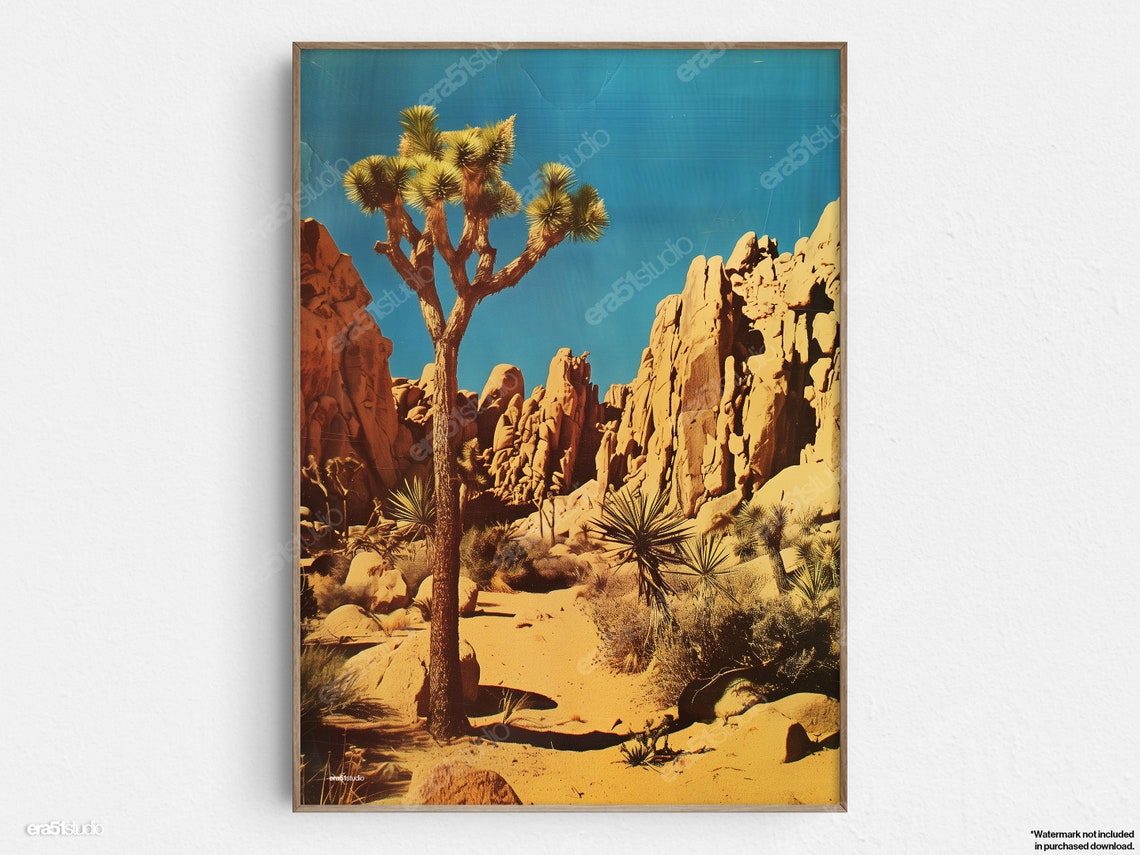 Joshua Tree Desert Landscape Vintage Travel Nature Art Poster