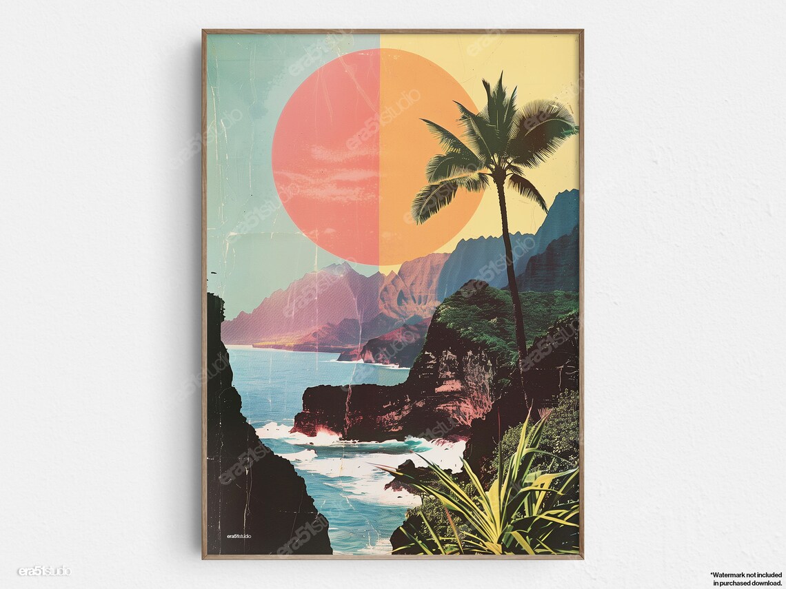 Hawaii Scenic View, Mid-Century Modern Travel Poster