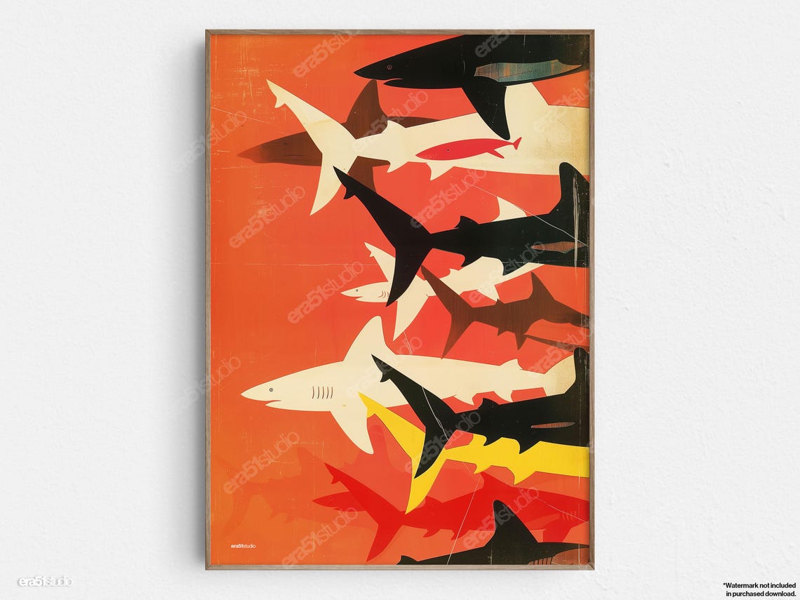 Dynamic Silhouettes Original Midcentury Modern Minimalist Wall Art