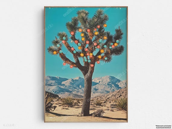 Joshua Tree Ornaments Original Midcentury Modern Minimalist Wall Art