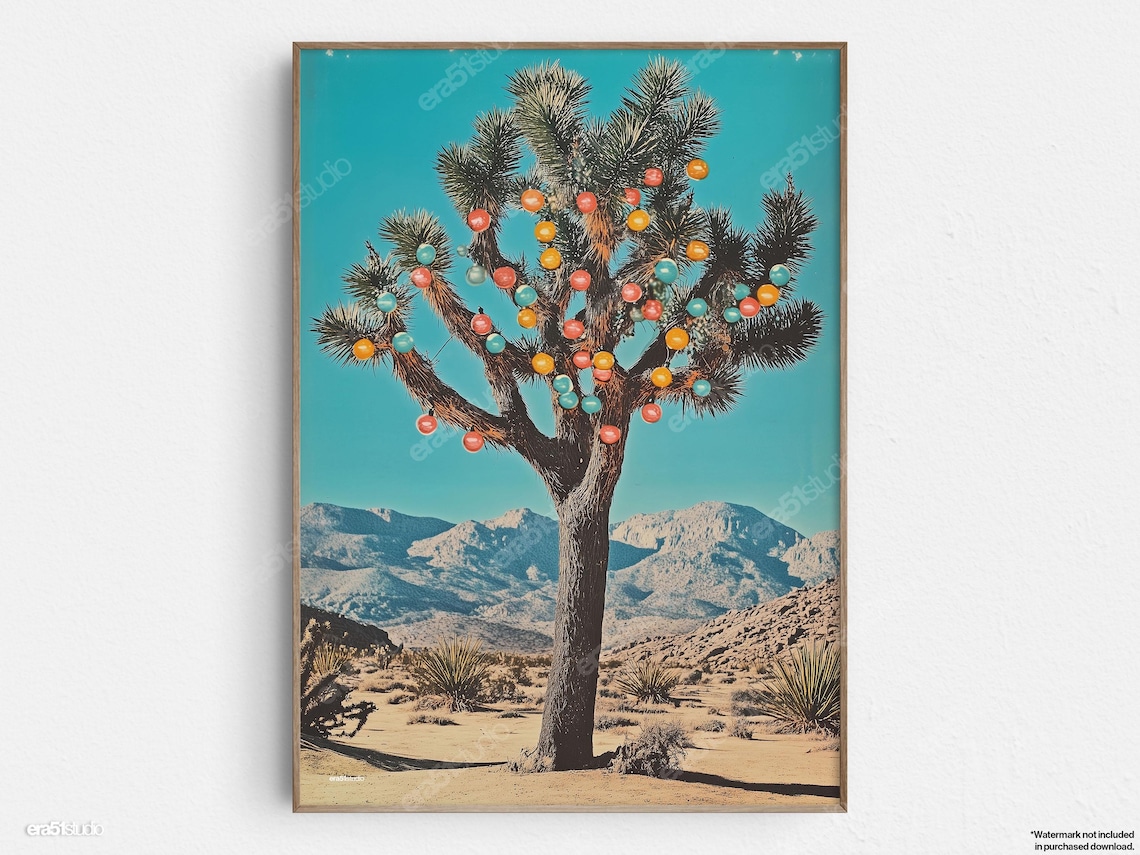 Joshua Tree Christmas Ornaments Desert Holiday Midcentury Poster