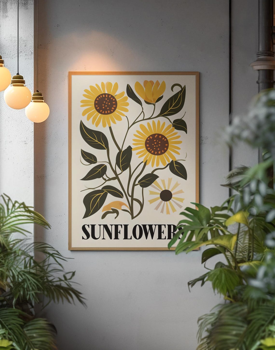 Poster Sunflowers Vintage Botanical Wall Art Floral Print Farmhouse Retro Kitchen Decor