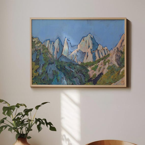 Mt Whitney California Vintage Mid-Century Modern Art Print