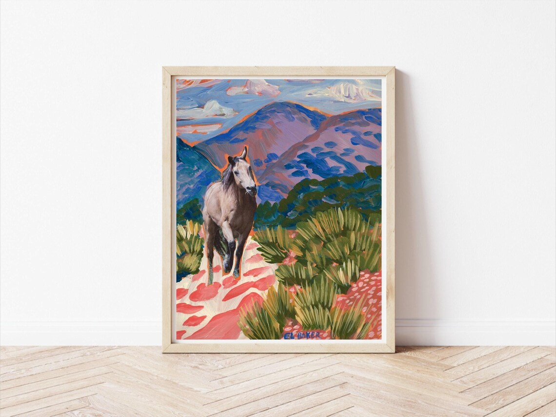 Southwestern Horse Vintage Desert Landscape Art Print