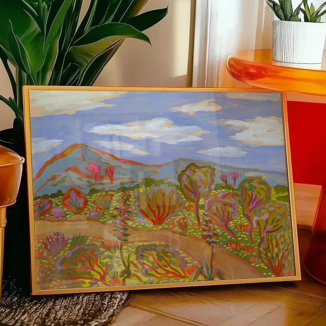 Impressionist Desert Landscape, Southwest Boho Art Print