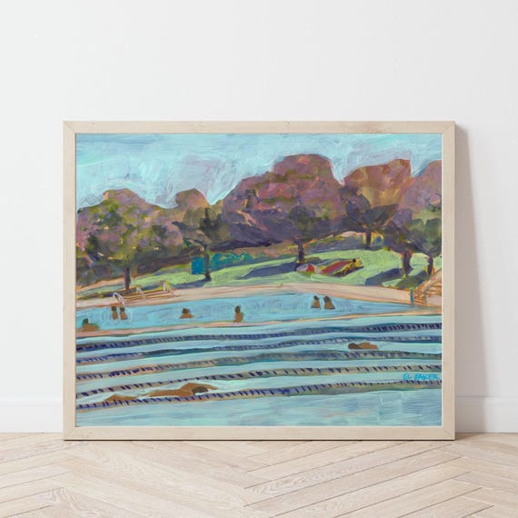 Deep Eddy Pool Vintage Austin Texas Watercolor Art