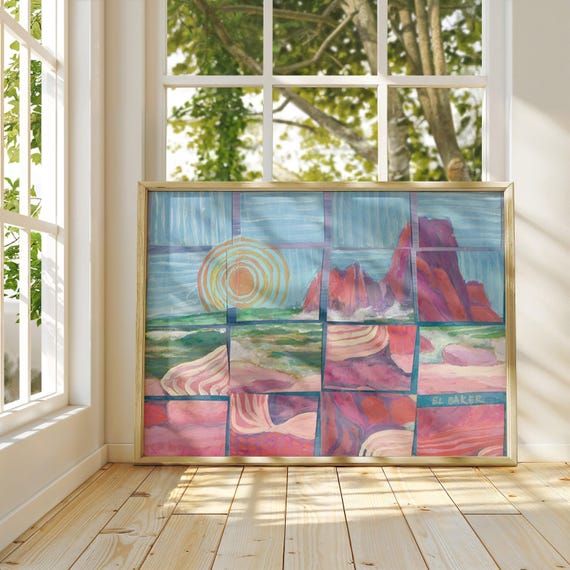 Coastal Collage Print, Mid-Century California Beach Art