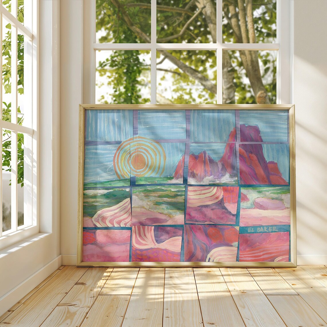 Coastal Collage Print, Mid-Century California Beach Art