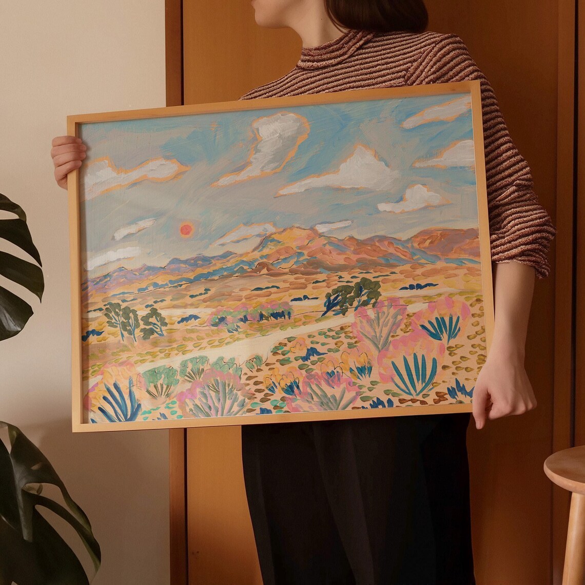 Pastel Desert Landscape, Mid-Century Modern Art Print