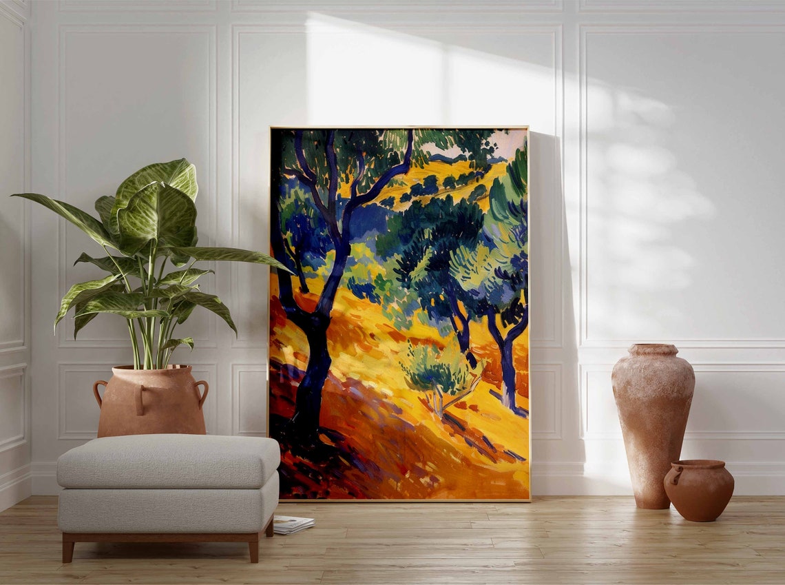 Olive Grove Fauvist Golden Hillside Impressionist Art Print Wall Decor - Image 3