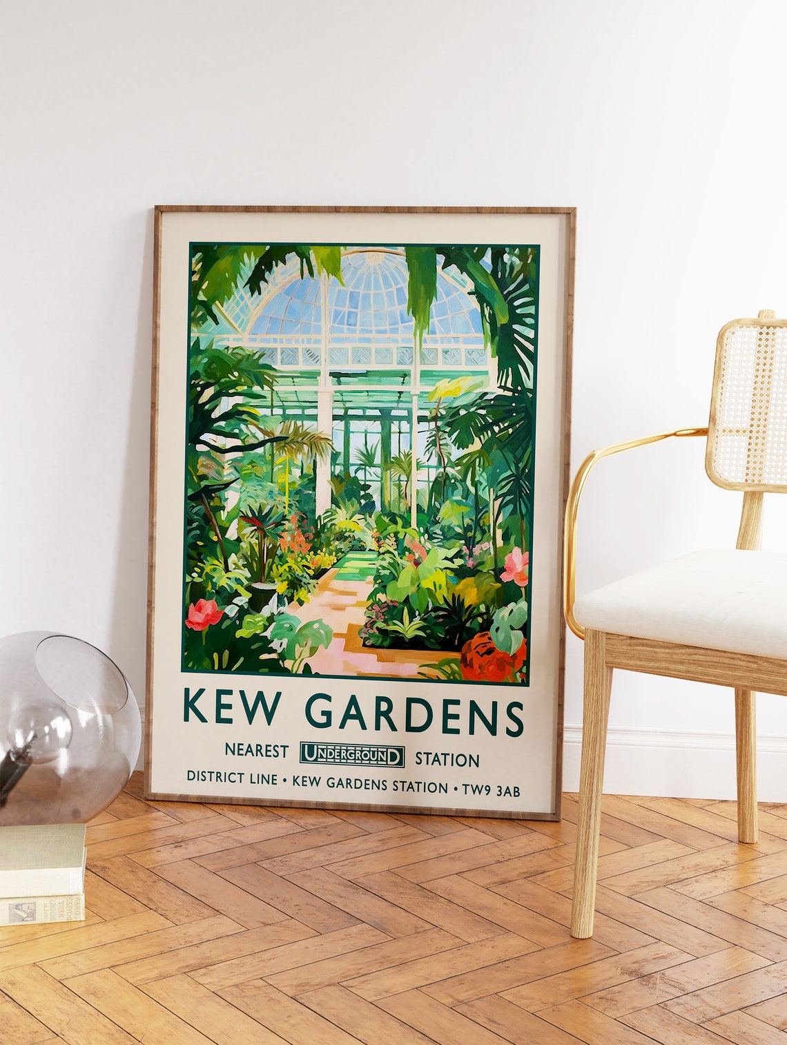 Kew Gardens London Glasshouse Botanical Garden Vintage Poster - Image 2