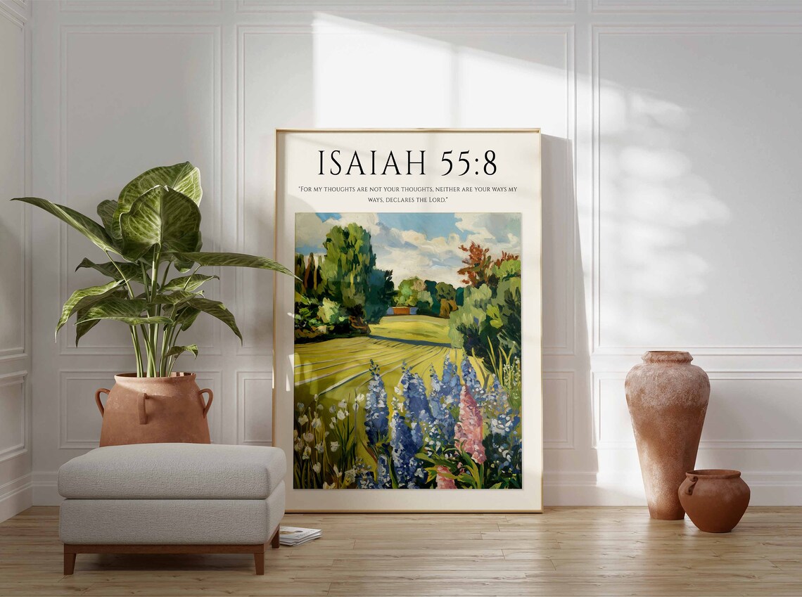 Isaiah 55:8 Bible Verse Lupin Garden Impressionist Art Print - Image 2