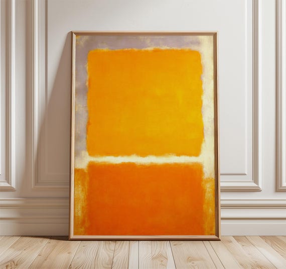 Abstract Orange Color Field Poster Modern Minimalist Wall Art Print Mid Century Inspired Decor Warm Yellow Artwork