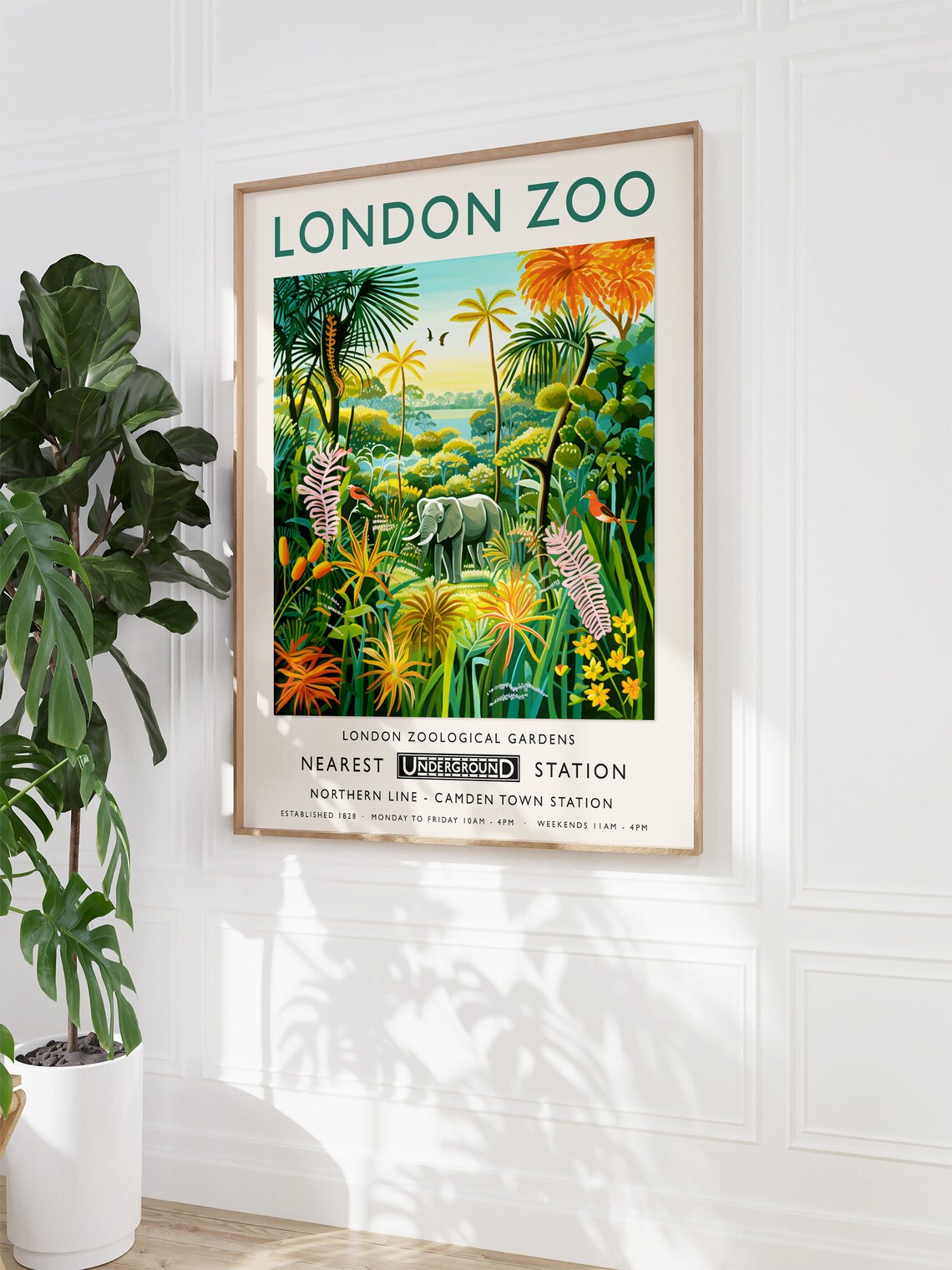 London Zoo Elephant Botanical Safari Art Print - Image 3