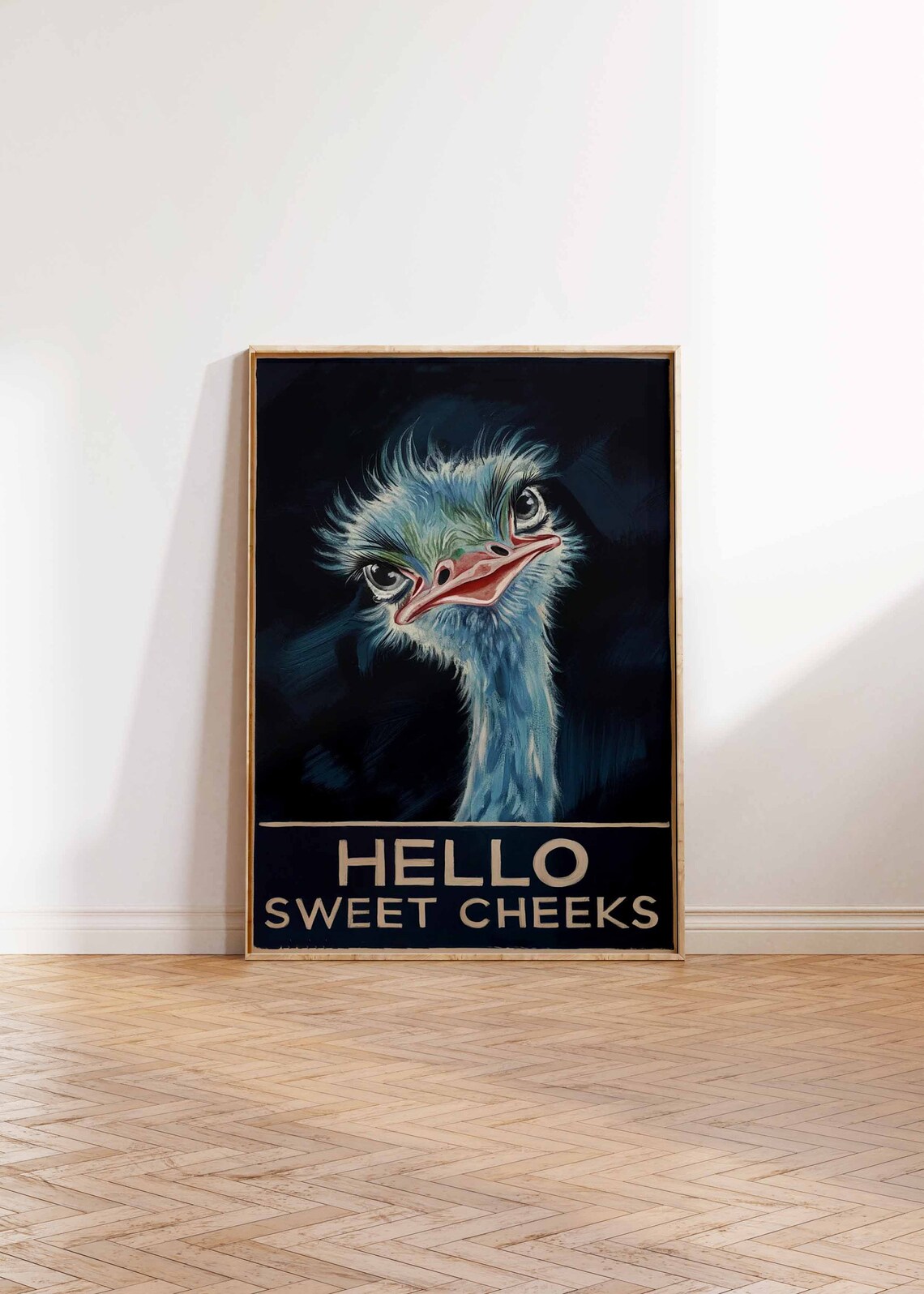 Hello Sweet Cheeks Ostrich Funny Animal Art Print - Image 3