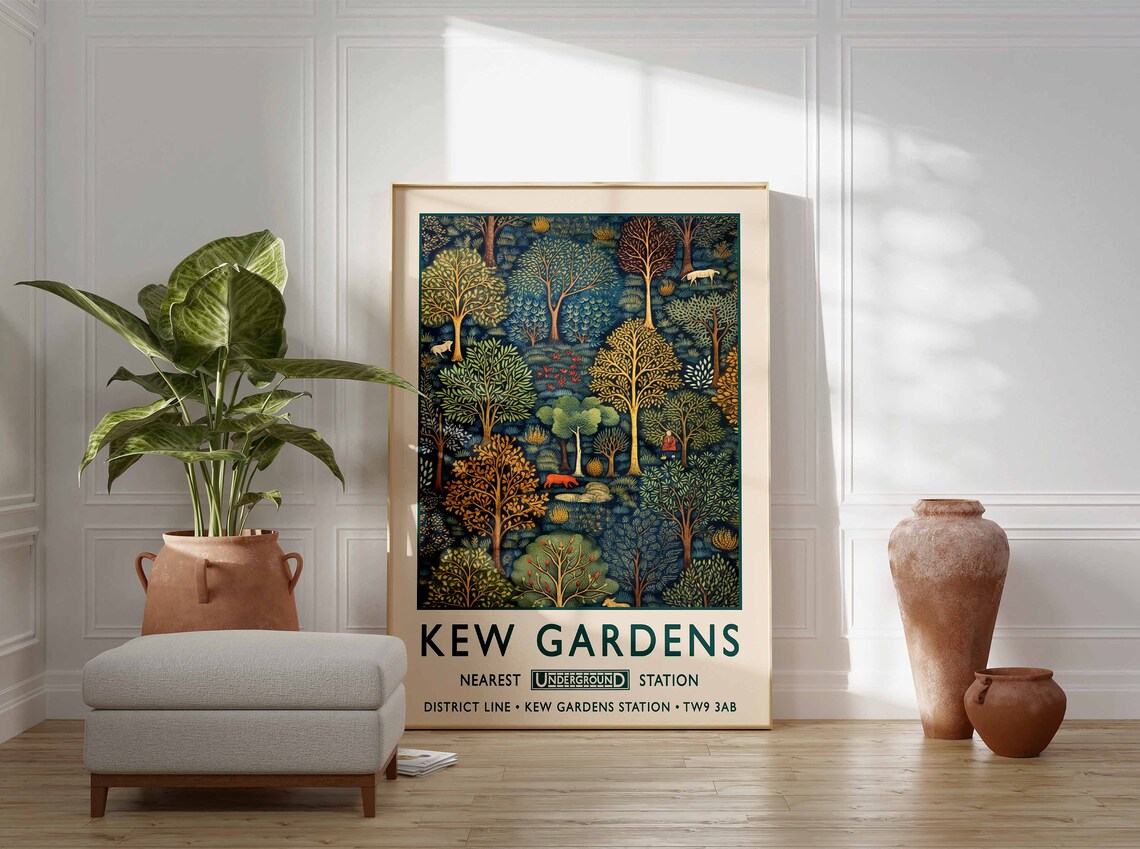 William Morris Kew Gardens Vintage Travel Poster - Image 3