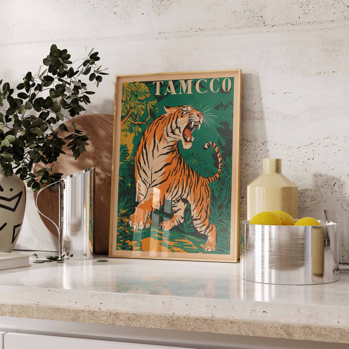 Vintage Tiger Print Indian Tiger Poster Tamco Matchbox Art Animal Print Animal Poster Animal Art Tropical Decor Jungle Art Tiger Art - Image 2