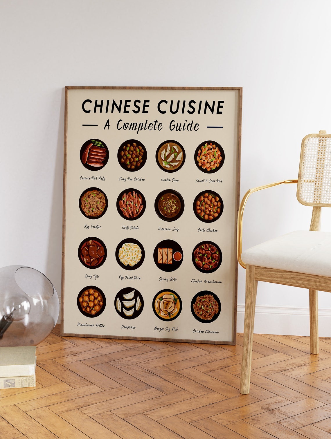 Chinese Food Art Print Chinese Cuisine Wall Art Food Art Food Poster Recipe Poster Kitchen Poster Retro Print Food Gift A1a2a3a4 - Image 3