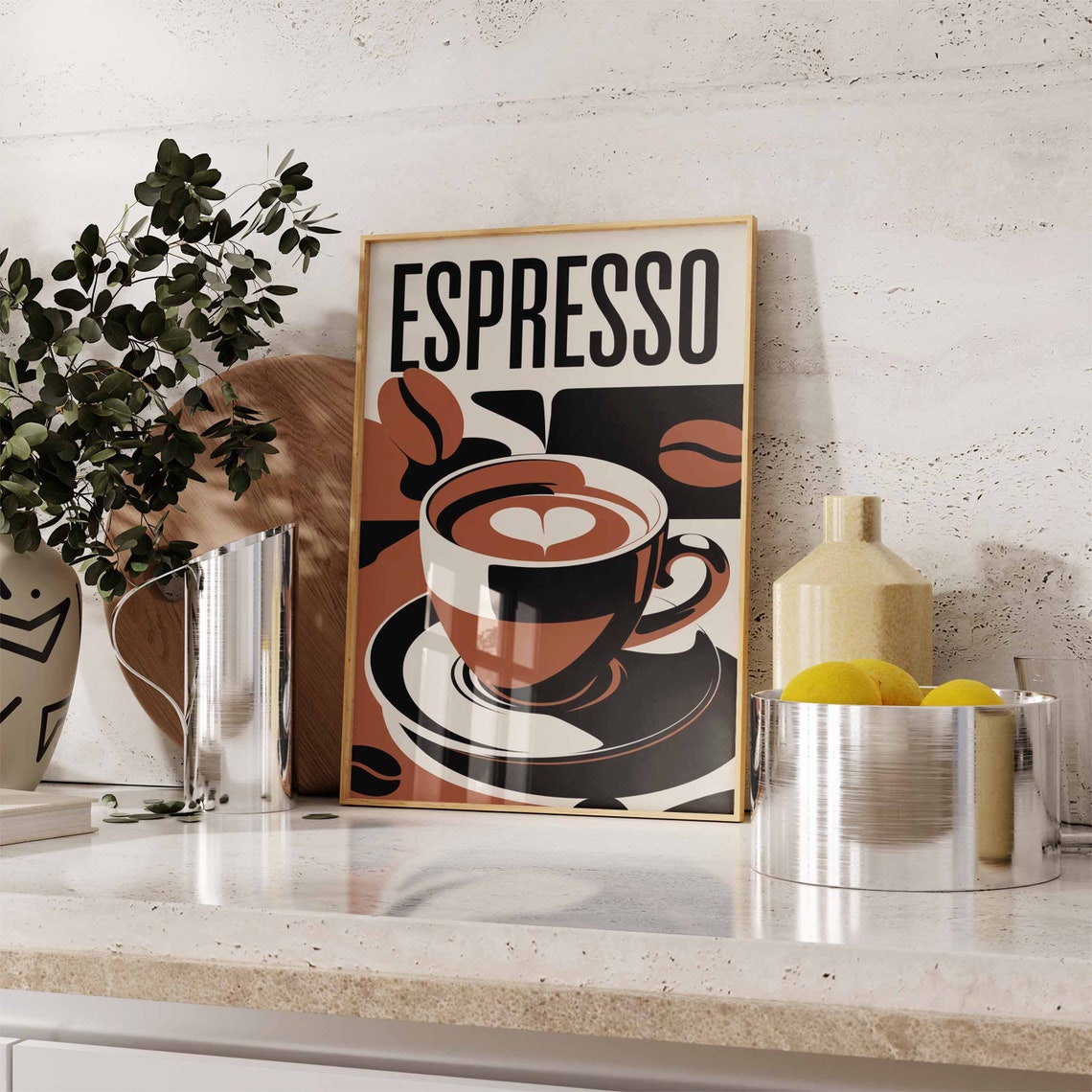 Vintage Espresso Heart Latte Art Bold Retro Pop Art Coffee Poster - Image 3
